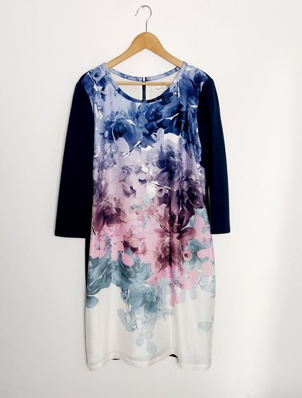 Damsel In A Dress Navy Blue Purple Floral Knee-length Dress Size 18 - Picture 2 of 10